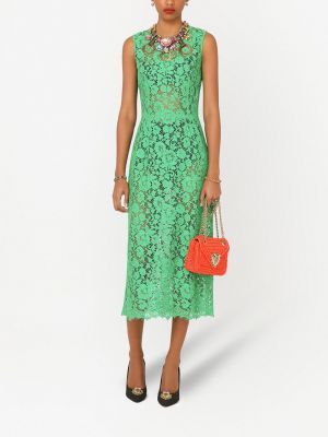 Vestido midi de encaje Dolce & Gabbana verde