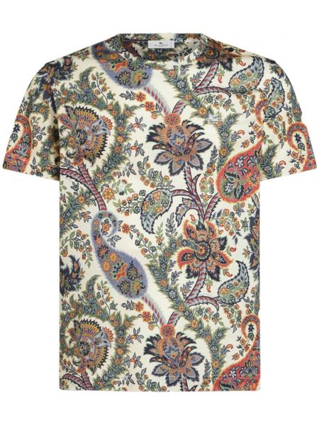 Kvetinové tričko s paisley vzorom Etro biela