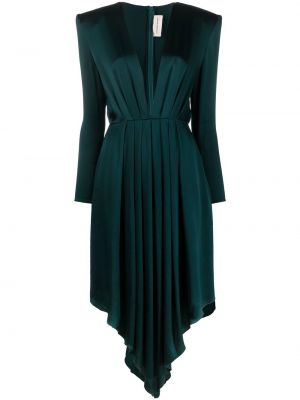 Плисирана асиметрична вечерна рокля Alexandre Vauthier зелено