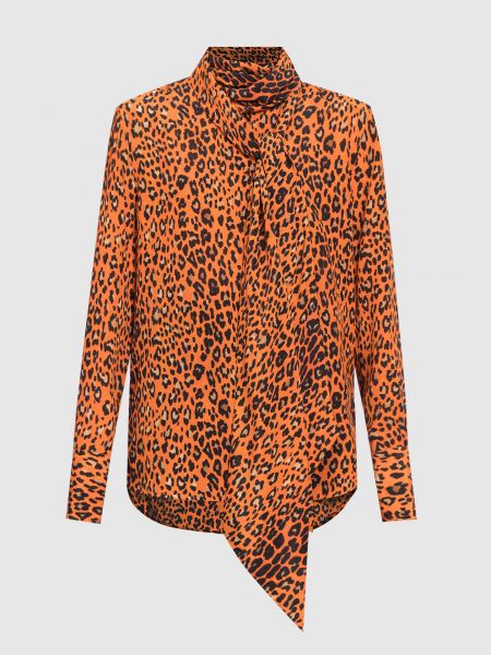 Оранжевая леопардовая шелковая блузка Ermanno Scervino