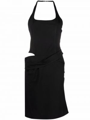 Ασύμμετρη κοκτέιλ φόρεμα Jacquemus μαύρο
