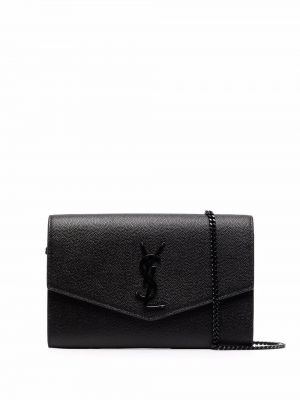 Pochette en cuir Saint Laurent noir