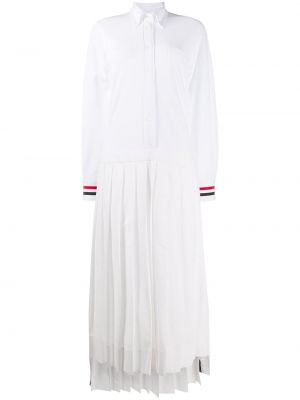 Vestido camisero plisado Thom Browne blanco