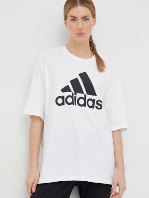Bombažna majica Adidas bela