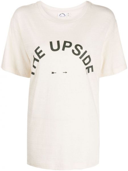 Kokvilnas t-krekls ar apdruku The Upside balts
