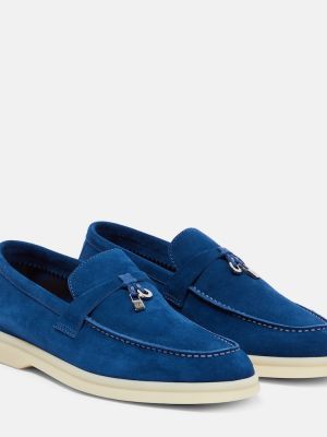 Pantofi loafer din piele de căprioară Loro Piana albastru