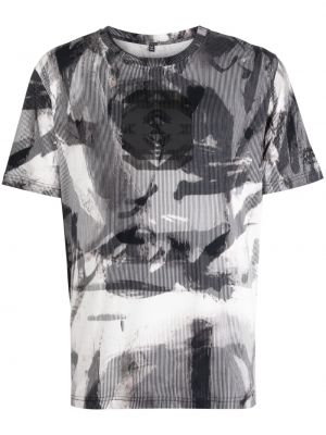 Памучна тениска с принт с абстрактен десен Mcq сиво