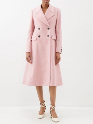 Двубортное пальто из смесовой шерсти Erdem розовый