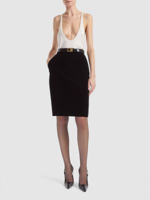 Viskózové midi sukně Saint Laurent černé