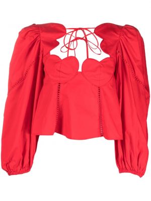 Памучна блуза със сърца Farm Rio червено