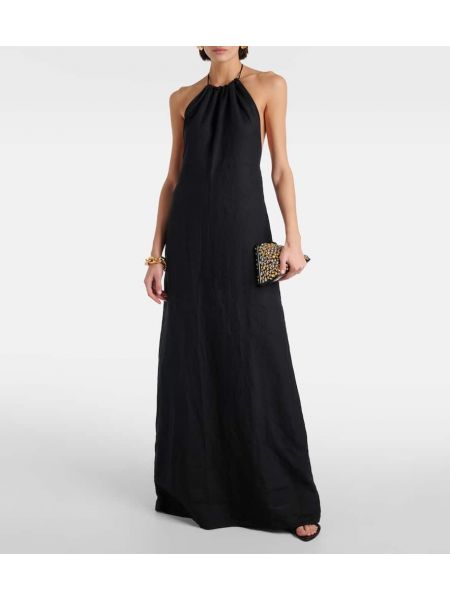 Λινή μάξι φόρεμα Nili Lotan μαύρο