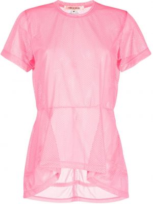 Průsvitné tričko se síťovinou Comme Des Garçons růžové