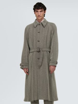 Palton de lână cu model herringbone Giorgio Armani