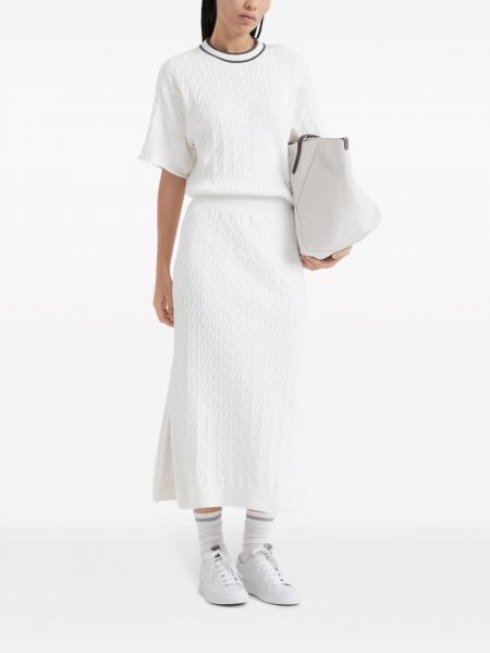 Bavlněné šaty Brunello Cucinelli bílé