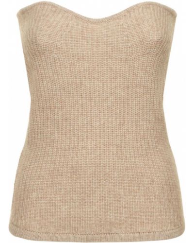 Camiseta de lana de cachemir de punto Isabel Marant beige