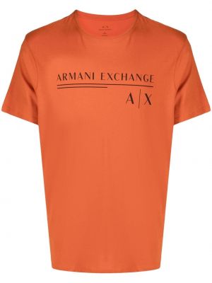 Trykt bomull t-skjorte Armani Exchange oransje