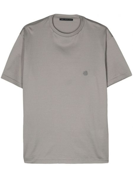 Памучна тениска бродирана Low Brand сиво