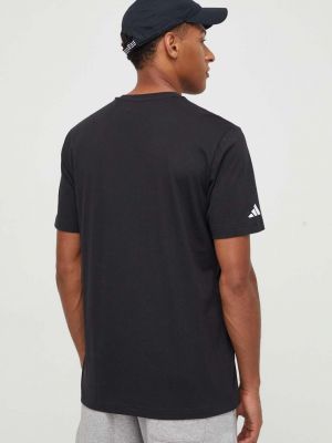 Pruhované tričko s potiskem Adidas Performance černé