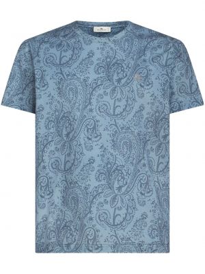 Raštuotas medvilninis marškinėliai su paisley raštu Etro mėlyna