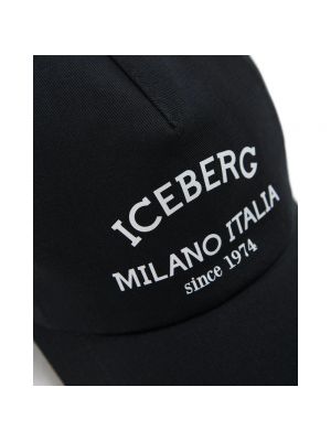 Czapka z daszkiem bawełniana z nadrukiem Iceberg czarna