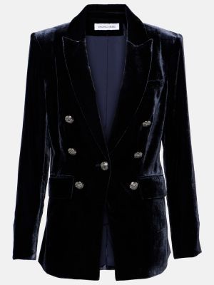 Žametna jakna iz rebrastega žameta Veronica Beard modra