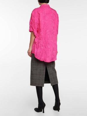 Camicia a fiori oversize in tessuto jacquard Balenciaga rosa