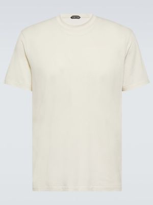 Bavlnené kožené tričko Tom Ford béžová