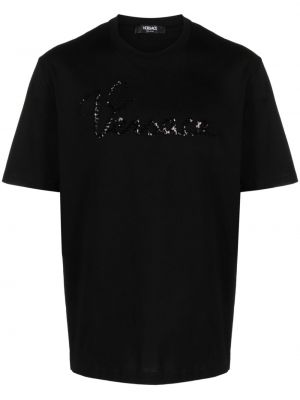 Bavlněné tričko Versace černé