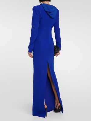Vestido largo con capucha de crepé Mônot azul