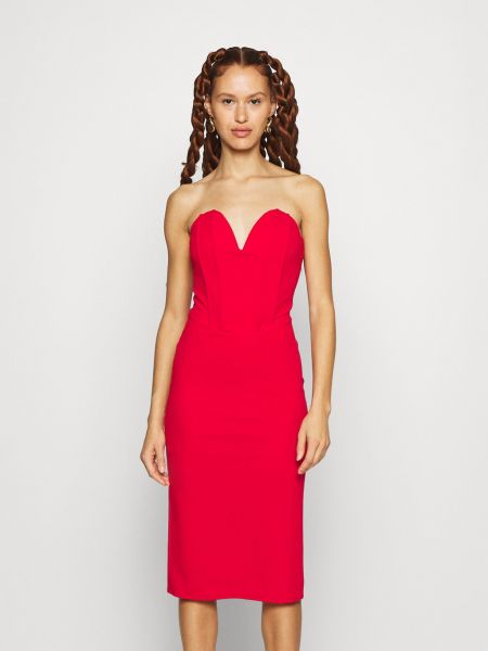 Красное платье миди с v-образным вырезом Wal G