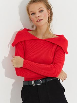 Bluză cu guler-șal Cool & Sexy roșu