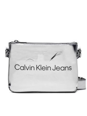 Crossbody kabelka Calvin Klein Jeans strieborná