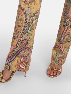 Bavlnené rovné nohavice s paisley vzorom Etro