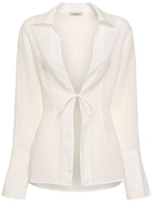 Λινό πουκάμισο με διαφανεια St.agni λευκό