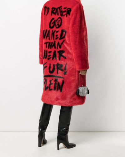 Manteau de fourrure à imprimé Philipp Plein rouge