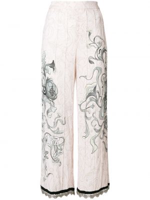 Pantaloni cu model floral Prada roz