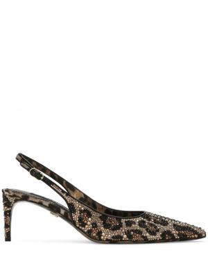 Lodičky s potlačou s leopardím vzorom s otvorenou pätou Dolce & Gabbana