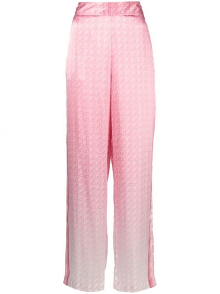 Pantaloni di seta con stampa Casablanca rosa