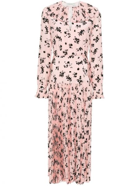 Svilena midi haljina s cvjetnim printom s printom Alessandra Rich