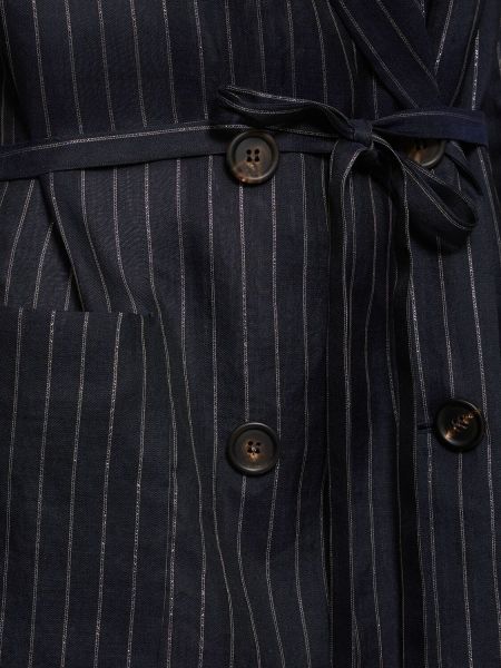 Bombažna jakna s črtami Brunello Cucinelli modra