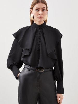 Плиссированная блузка Karen Millen черная