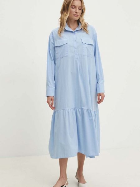 Pamučni midi haljina Answear Lab plava