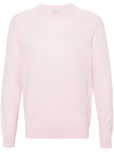 Вълнен дълъг пуловер с кръгло деколте Ballantyne розово