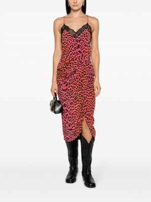 Leopardí hedvábné sukně s potiskem Zadig&voltaire růžové