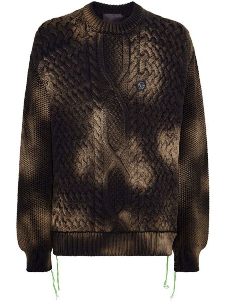 Langer pullover mit stickerei Philipp Plein schwarz