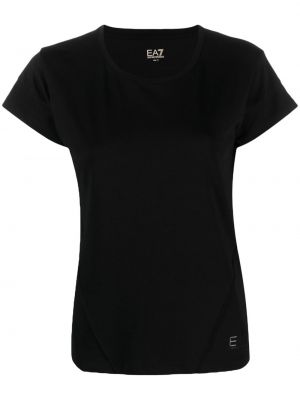 T-shirt con stampa con scollo tondo Ea7 Emporio Armani nero