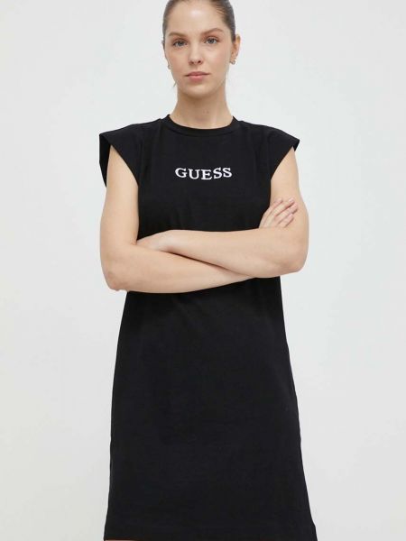 Sukienka mini bawełniana oversize Guess czarna
