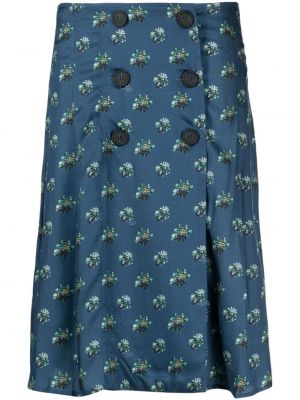 Niebieska spódnica w kwiatki z nadrukiem Maison Kitsune