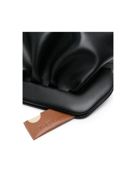 Bolsa de hombro de cuero con volantes de cuero sintético Themoirè negro