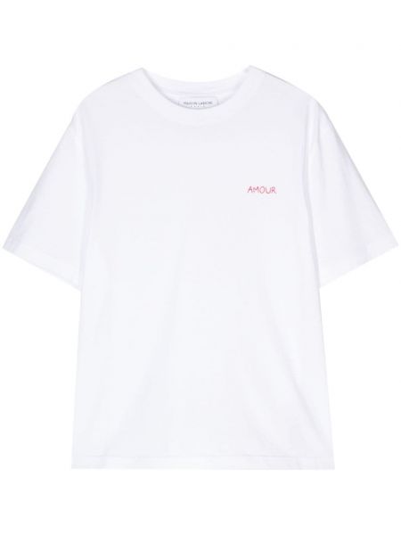 Βαμβακερή μπλούζα με κέντημα Maison Labiche λευκό